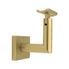 Square Mount Base and Tubular Arm with Curve Clamp Surface Mounted Hand Rail Bracket in Satin Brass