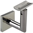 Square Mount Base and Tubular Arm with Curve Clamp Surface Mounted Hand Rail Bracket in Polished Stainless Steel