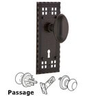 Passage Craftsman Plate with Keyhole and Homestead Door Knob in Timeless Bronze