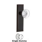 Single Dummy - New York Plate with Round Clear Crystal Glass Door Knob in Timeless Bronze