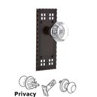 Privacy Craftsman Plate with Waldorf Door Knob in Timeless Bronze