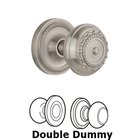 Double Dummy Set Without Keyhole - Rope Rosette with Meadows Knob in Satin Nickel