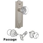 Complete Passage Set Without Keyhole - Meadows Plate with Waldorf Knob in Satin Nickel