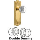 Double Dummy Knob - Meadows Plate with Waldorf Crystal Door Knob in Polished Brass