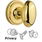 Privacy Knob - Classic Rose with Homestead Door Knob in Polished Brass