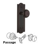 Complete Passage Set - Meadows Plate with New York Door Knobs in Timeless Bronze