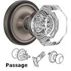 Passage Knob - Classic Rose with Waldorf Crystal Door Knob in Antique Pewter