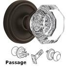 Passage Knob - Classic Rosette with Waldorf Crystal Door Knob in Oil-rubbed Bronze
