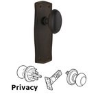 Complete Privacy Set Without Keyhole - Prairie Plate with Homestead Knob in Oil Rubbed Bronze