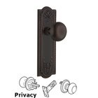 Complete Privacy Set - Meadows Plate with New York Door Knobs in Timeless Bronze