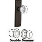 Double Dummy - New York Plate with Round Clear Crystal Knob without Keyhole in Oil Rubbed Bronze
