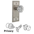 Privacy Craftsman Plate with Waldorf Knob in Satin Nickel
