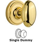 Single Dummy Classic Rosette with Homestead Knob in Unlacquered Brass