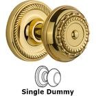Single Dummy Rope Rosette with Meadows Knob in Unlacquered Brass