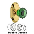 Nostalgic Warehouse - Double Dummy - Cottage Plate Crystal Emerald Glass Door Knob in Polished Brass