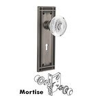 Mortise - Mission Plate With Crystal Egg & Dart Knob in Antique Pewter