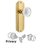 Privacy - Deco Plate With Crystal Meadows Knob in Unlacquered Brass