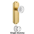 Single Dummy - Deco Plate With Crystal Meadows Knob in Polished Brass