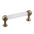3 3/4" Centers Crystal Pull in Antique Brass