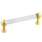 5" Centers Crystal Pull in Polished Brass