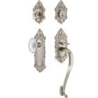 Victorian Plate With S Grip And Crystal Victorian Knob in Satin Nickel