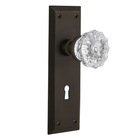 Privacy New York Plate with Keyhole and Crystal Glass Door Knob in Oil-Rubbed Bronze