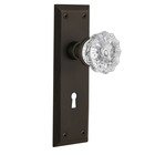 Single Dummy New York Plate with Keyhole and Crystal Glass Door Knob in Oil-Rubbed Bronze