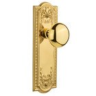 Double Dummy Meadows Plate with New York Door Knob in Polished Brass