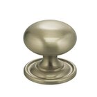 1 3/16" Classic Knob with Attached Back Plate in Satin Nickel Lacquered