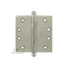 4" x 4" Plain Bearing, Solid Brass Hinge with Ball Finials in Polished Polished Nickel Lacquered