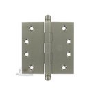 4" x 4" Plain Bearing, Solid Brass Hinge with Ball Finials in Satin Nickel Lacquered