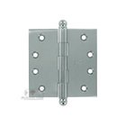 4" x 4" Plain Bearing, Solid Brass Hinge with Ball Finials in Polished Chrome