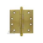 4" x 4" Plain Bearing, Solid Brass Hinge with Ball Finials in Polished Brass Unlacquered