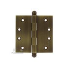4" x 4" Plain Bearing, Solid Brass Hinge with Ball Finials in Antique Bronze Unlacquered