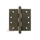 4" x 4" Plain Bearing, Solid Brass Hinge with Ball Finials in Vintage Brass