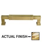 4" Centers Reeded Pull In Polished Brass Unlacquered