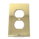 Modern Duplex Receptacle Switchplate in Polished Brass Lacquered