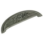3 3/4" Centers Rose Embossed Cup Pull in Pewter