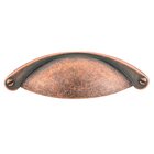 2 1/2" Centers Cup Pull with Faux Screws in Antique Copper