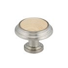 1 1/4" Diameter Knob with Wood Insert in Brushed Nickel and Maple Natural