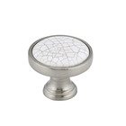 1 1/4" Diameter Knob with Ceramic Insert in Brushed Nickel and Crackle White