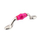 3" Center Montreuil Handle in Brushed Nickel and Fuchsia