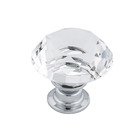 1 3/16" Round Contemporary Crystal Knob in Clear With Chrome