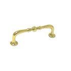 3" Centers Decorative Elongated Colonial Pull in Polished Brass
