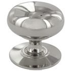 1 1/2" Diameter Large Plain Knob with Detachable Back Plate in Polished Nickel