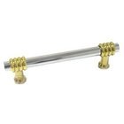 3 1/2" Center Polished Chrome with Brass Swirl Pull in Polished Chrome with Brass