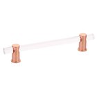 6" Centers Adjustable Clear Acrylic Pull In Brushed Rose Gold