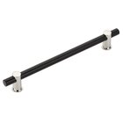 8" Centers Bar Pull in Matte Black Bar and Polished Nickel Stems