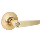 Cedar Privacy Door Lever with Round Rosette in Polished Brass