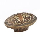 Solid Brass 5/8" Centers Handle with Scrolled Designs with Petals on Base in Monticello Brass